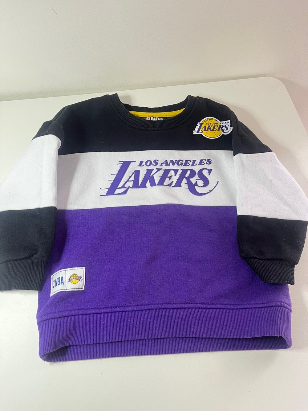 Los Angeles Lakers CrewNeck Sweatshirt Boys 2-3T Black NBA Basketball Colorblock